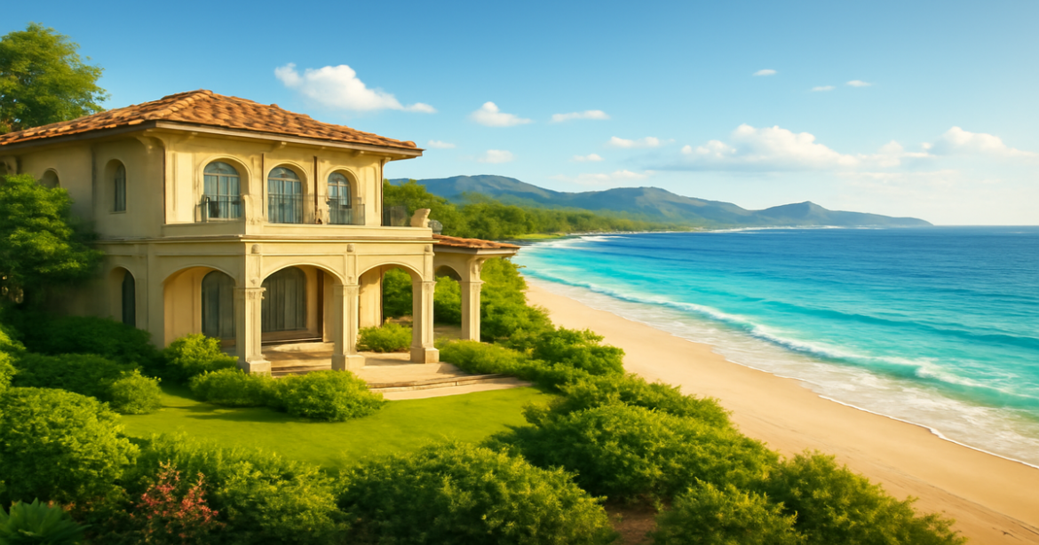 Investing in real estate: a luxurious villa by the beach, reflecting opportunities for success.