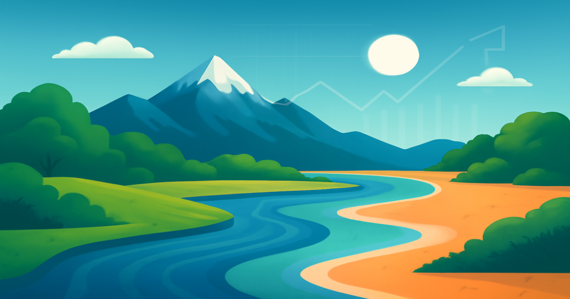 Explore diverse инвестиционные продукты in a serene landscape symbolizing financial growth and stability.