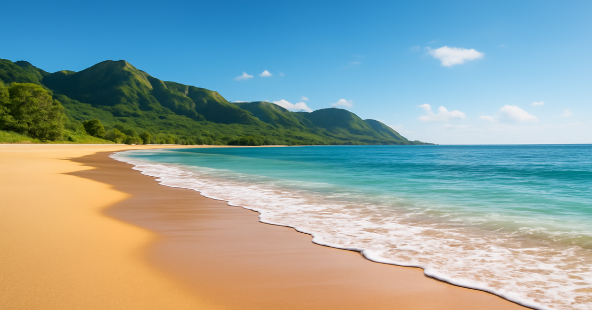 A calming beach scene symbolizing the journey of selecting the right инвестиционный продукт for beginners.