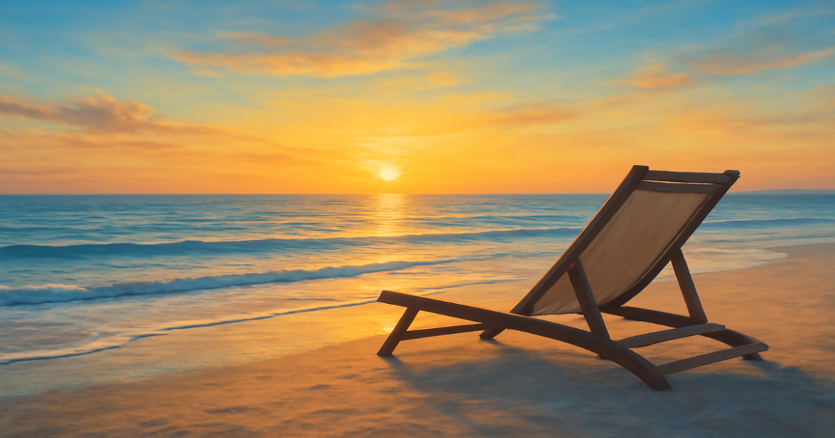 A tranquil beach sunset representing financial stability through пенсионные накопления.