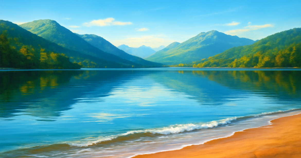 A tranquil mountain landscape illustrating investment risks in finance, showcasing nature's beauty.