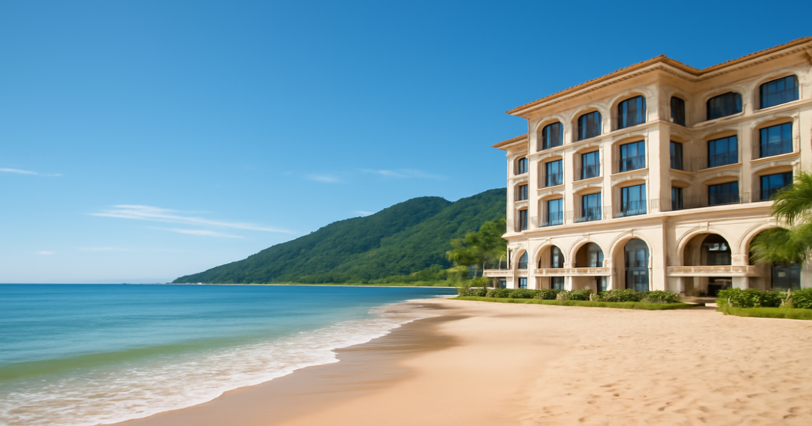 A relaxing beach scene highlighting the benefits of страхование in protecting valuable travel destinations.