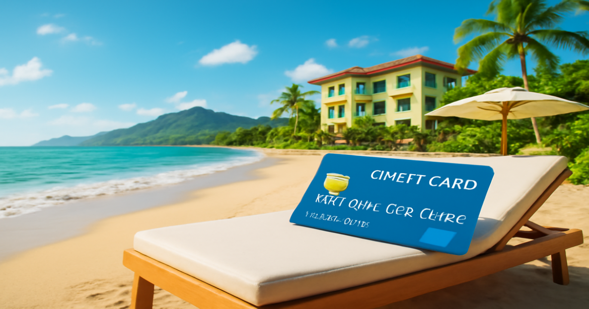 A serene beach scene symbolizing financial freedom, perfect for comparing credit cards in 2026.