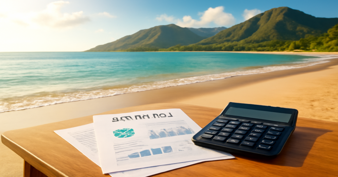 A relaxing beach scene illustrating вклады and financial planning in a serene environment.