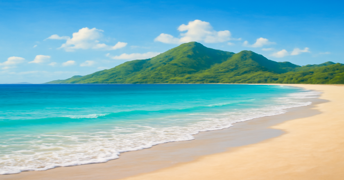 A calming beach scene representing страхование жизни and the security it provides to loved ones.