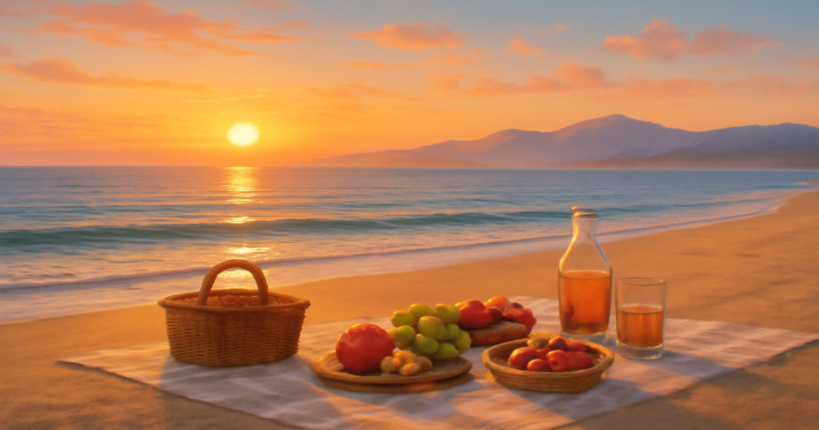 A peaceful beach scene symbolizing страхование жизни for family financial security.
