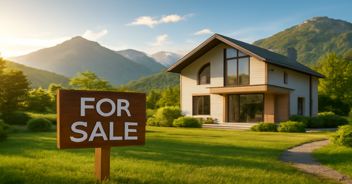 A beautiful mountain home symbolizing ипотечное кредитование, representing the dream of homeownership.