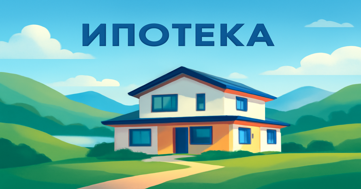 A beautiful landscape illustrating ипотека, featuring a modern home amidst nature.