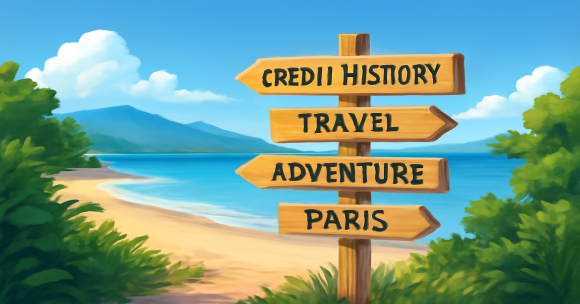 A beautiful beach scene representing the journey of improving credit history.