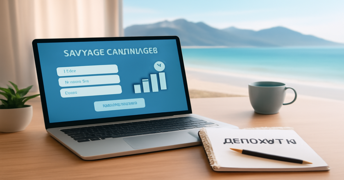 A serene financial planning scene illustrating депозиты and savings in a relaxing environment.