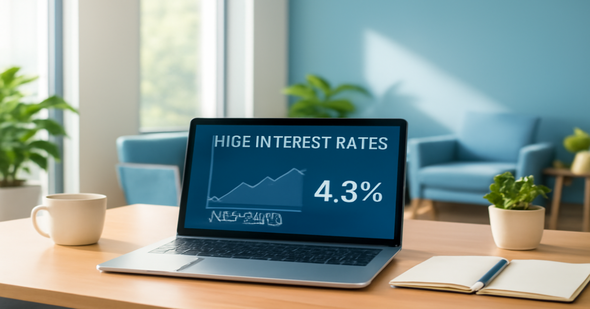 A professional image illustrating bank deposits with a calming office environment and financial tools.