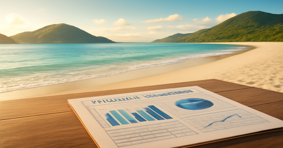 A tranquil beach scene representing effective финансовое планирование for a stable future.