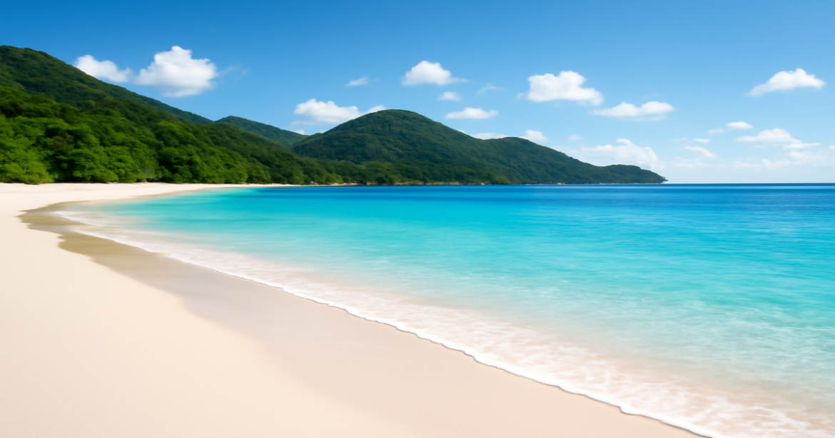 A tranquil beach scene representing управление личными финансами and financial stability.