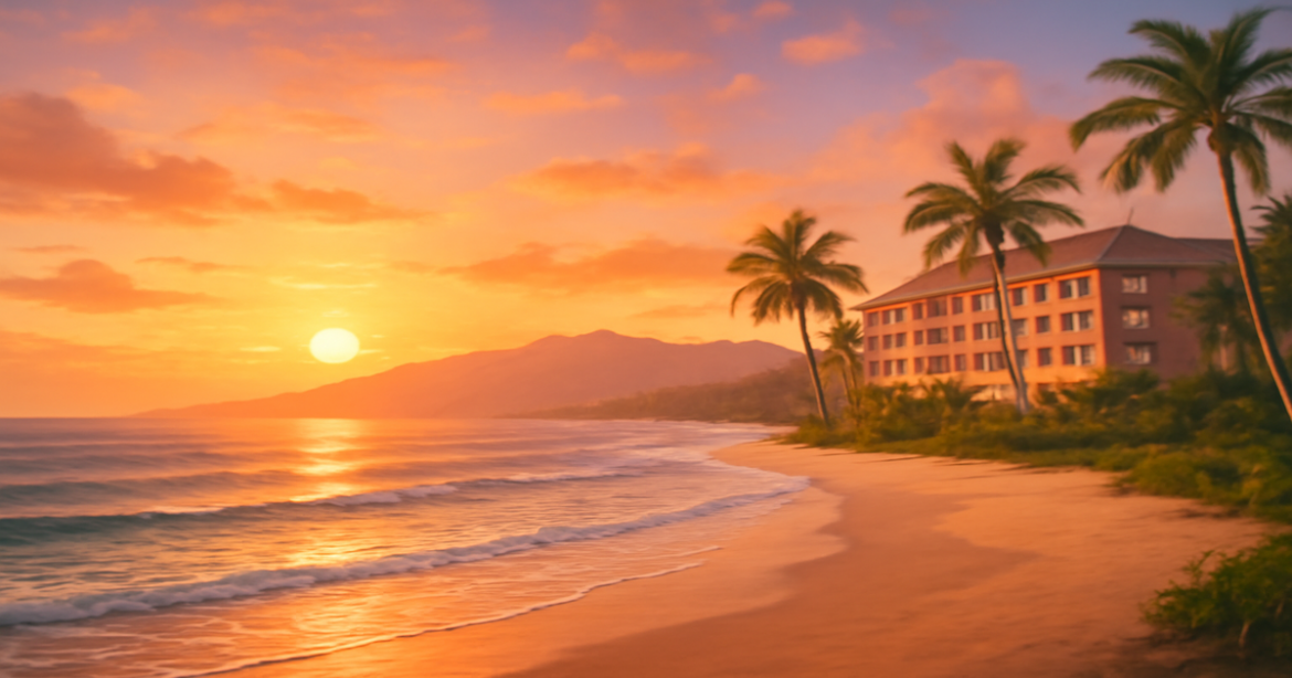 A tranquil beach sunset symbolizing финансовая грамотность and financial success in travel.