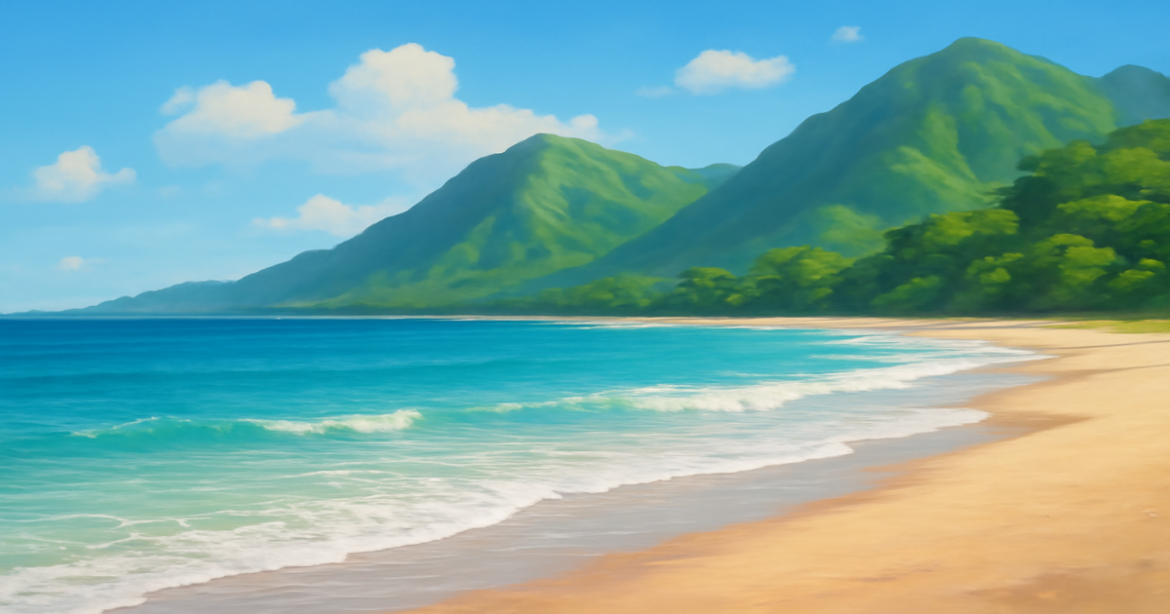 A tranquil beach scene representing финансовая грамотность and a path to financial success.