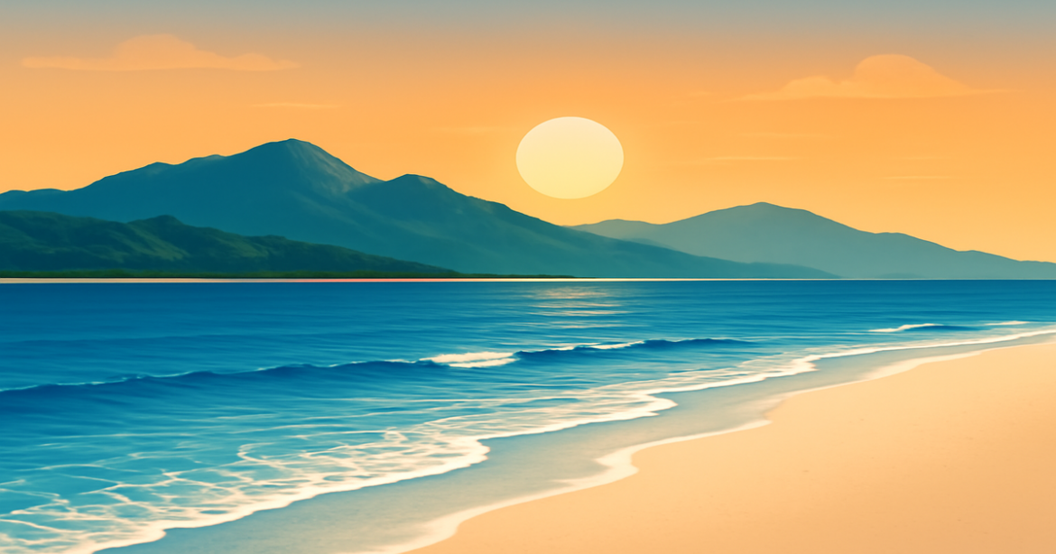 A tranquil beach scene representing финансовое планирование for beginners and a pathway to financial stability.