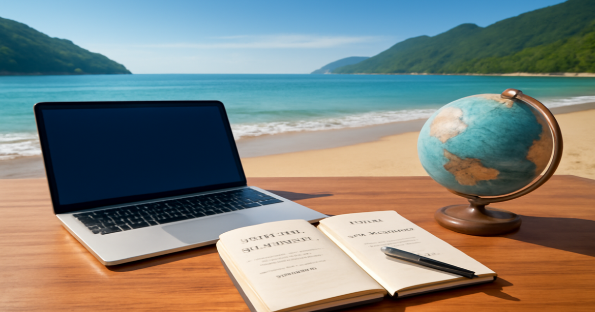 A tranquil beach scene highlighting financial planning for successful travels.