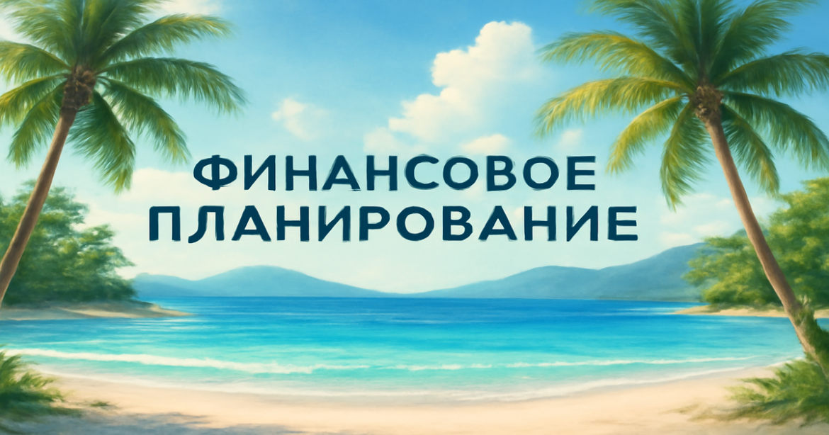 A tranquil beach scene symbolizing финансовое планирование and financial stability.
