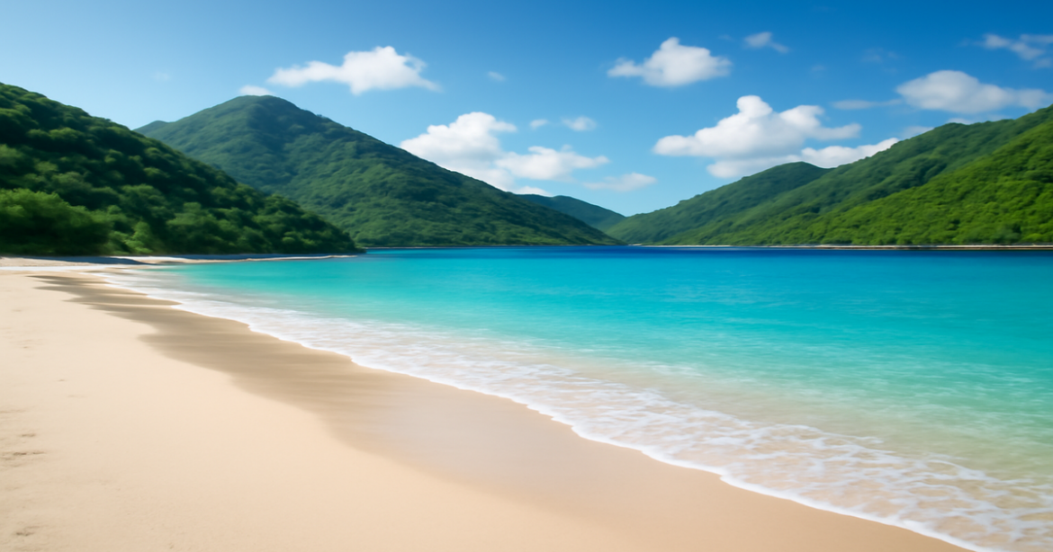 A peaceful beach scene symbolizing financial planning and stability in a vibrant natural setting.