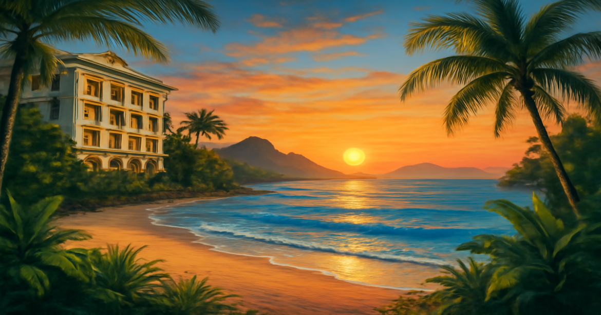 Invest in beautiful travel destinations with this serene beach sunset image, showcasing potential investment opportunities.
