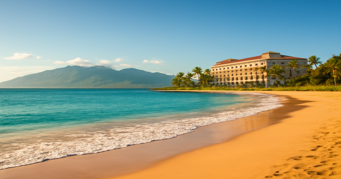 Investments for beginners depicted through a serene beach and mountains, symbolizing financial freedom.
