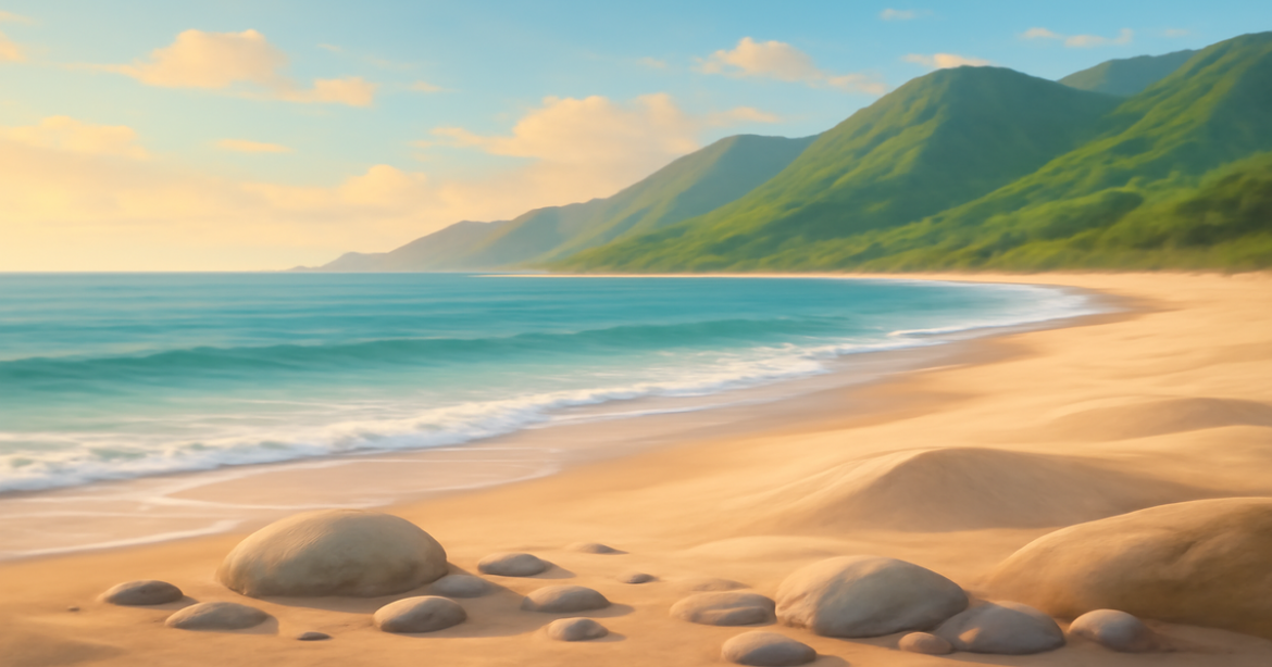 A relaxing beach landscape symbolizing investment products and financial growth.