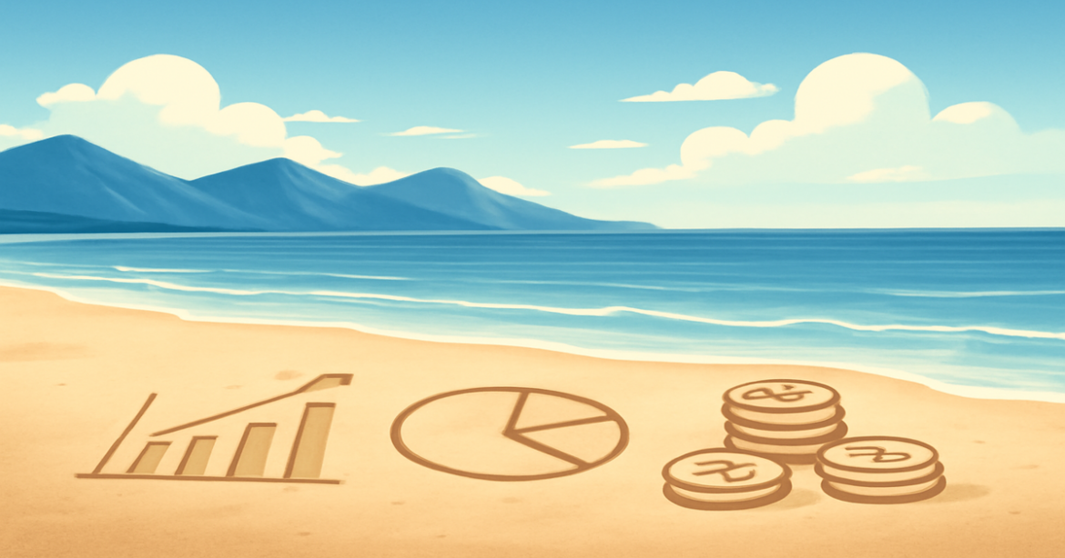 Explore investment products in a serene beach landscape, symbolizing financial growth and planning.