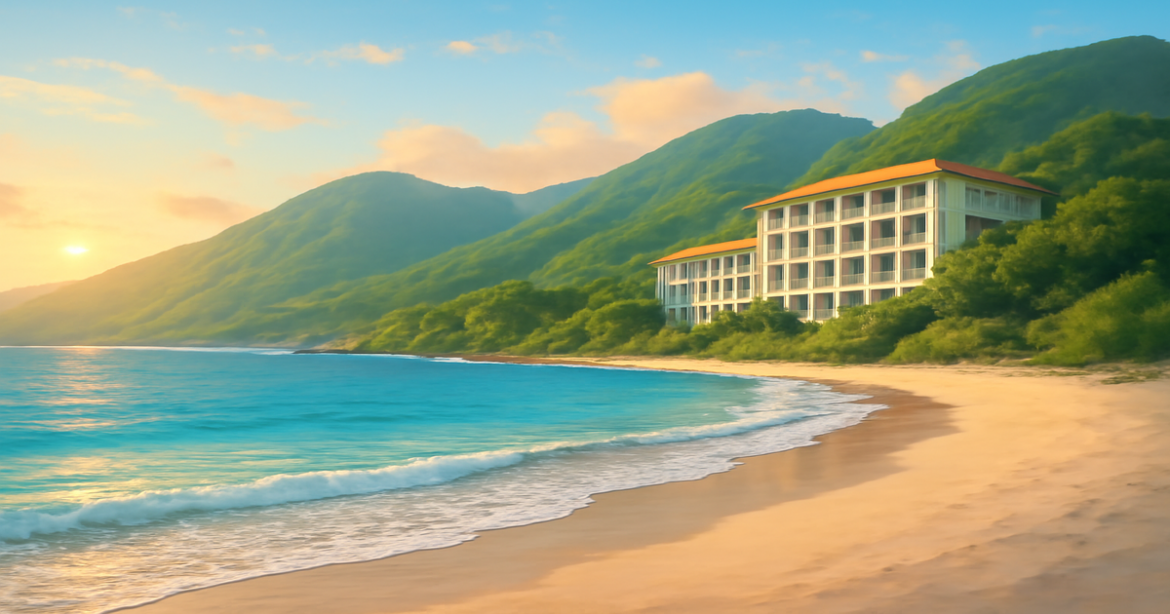 A relaxing beach scene representing the journey of selecting правильные инвестиционные продукты.