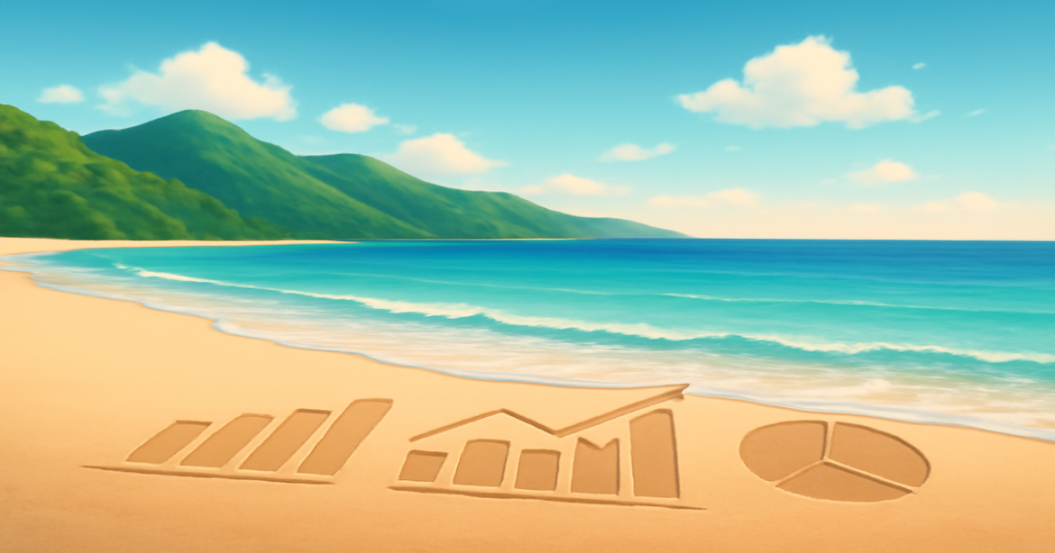 A peaceful beach scene representing инвестиционные продукты for beginner investors in a relaxing setting.
