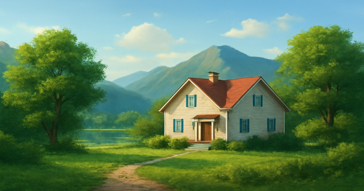 A tranquil mountain home representing ипотека options for buyers in 2026.