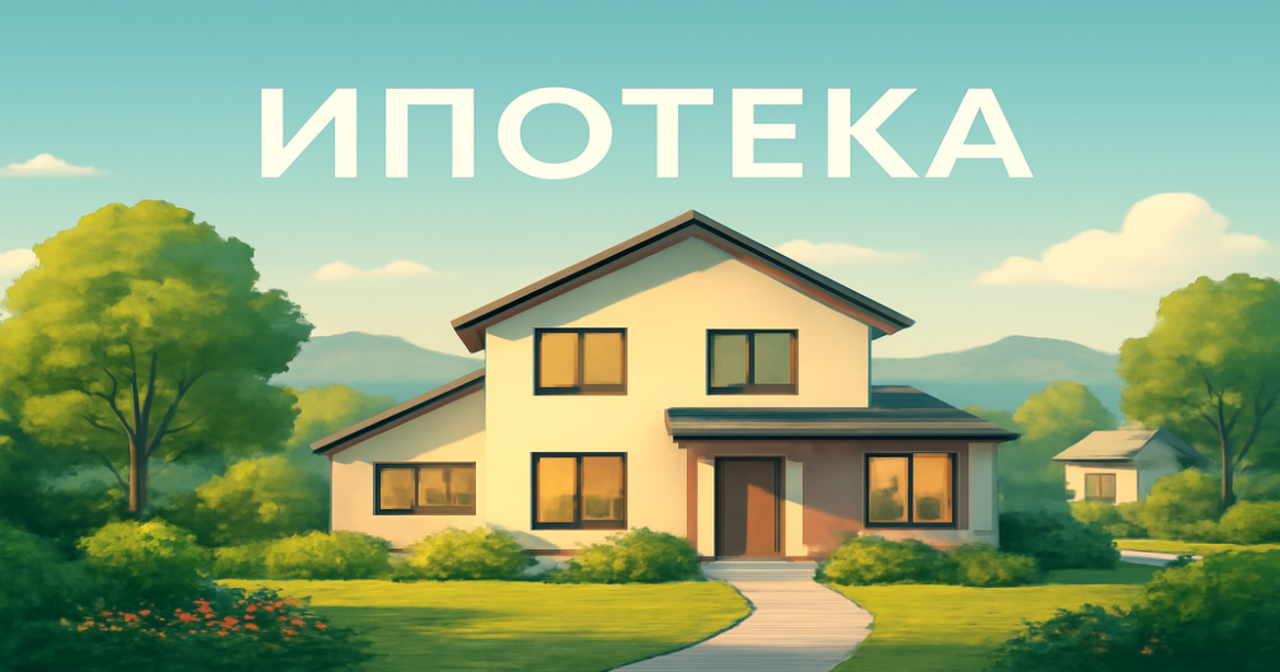 A peaceful home landscape illustrating ипотека, highlighting modern living and serene nature.