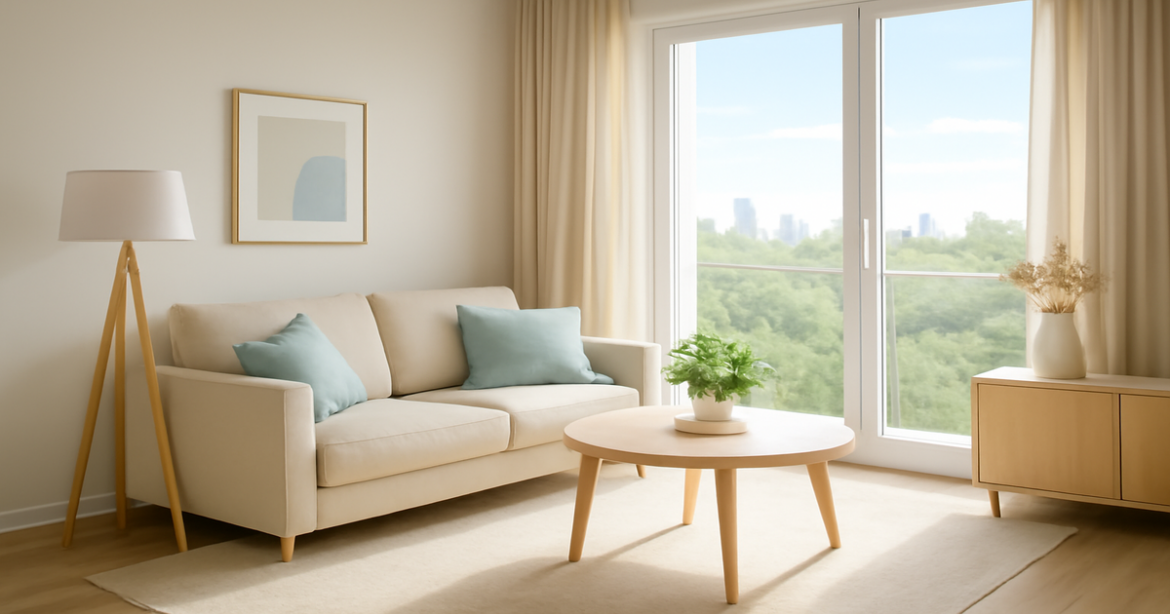 Modern apartment interior illustrating ипотека options in Russia, ideal for homebuyers.