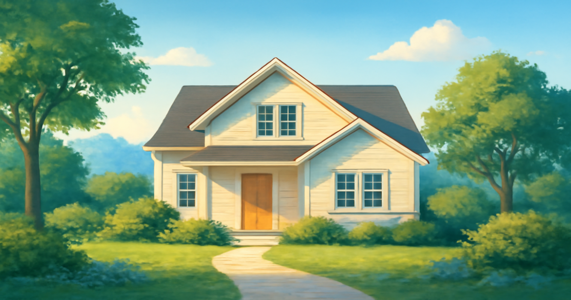 A tranquil home scene representing the mortgage journey, emphasizing the concept of ипотека.