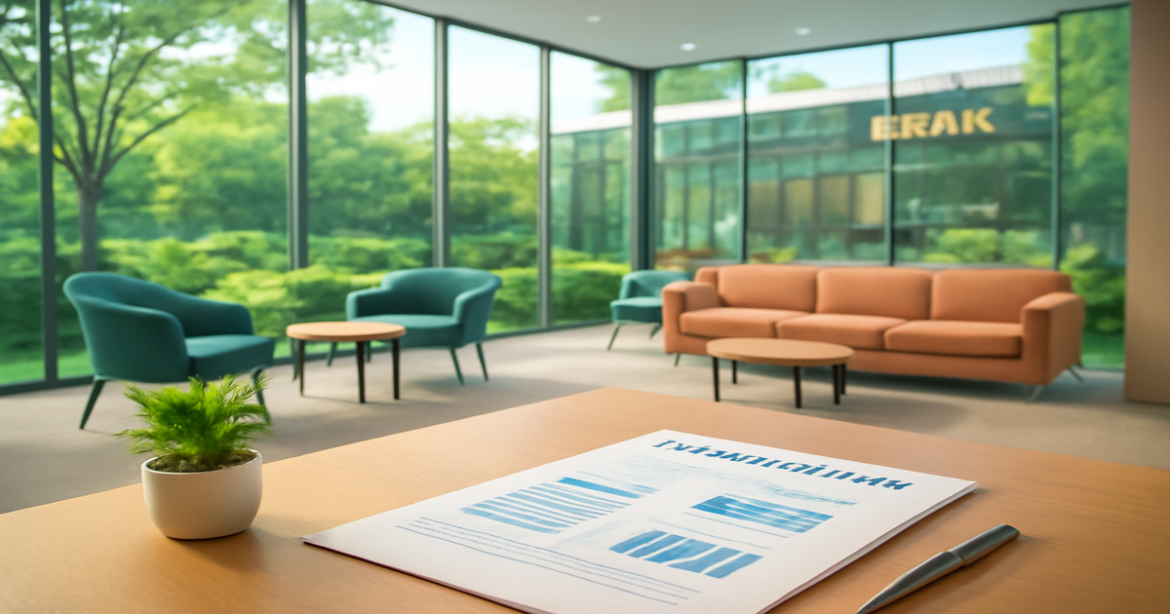 A calming bank interior emphasizing savings and депозиты in a professional setting.