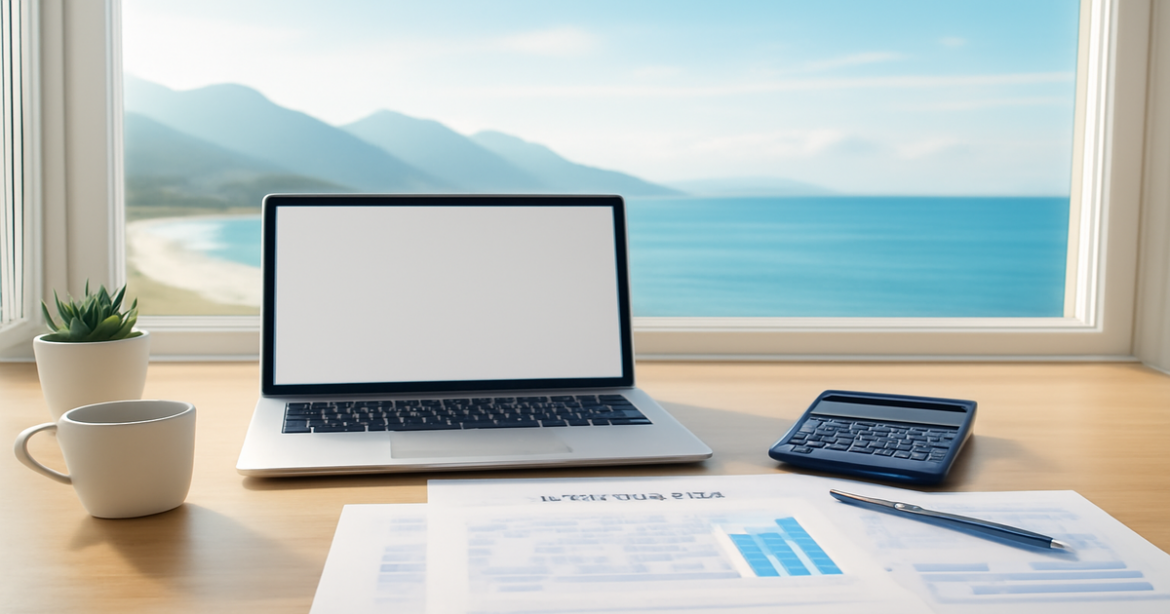 A professional workspace scene illustrating the concept of a финансовый план for the year.