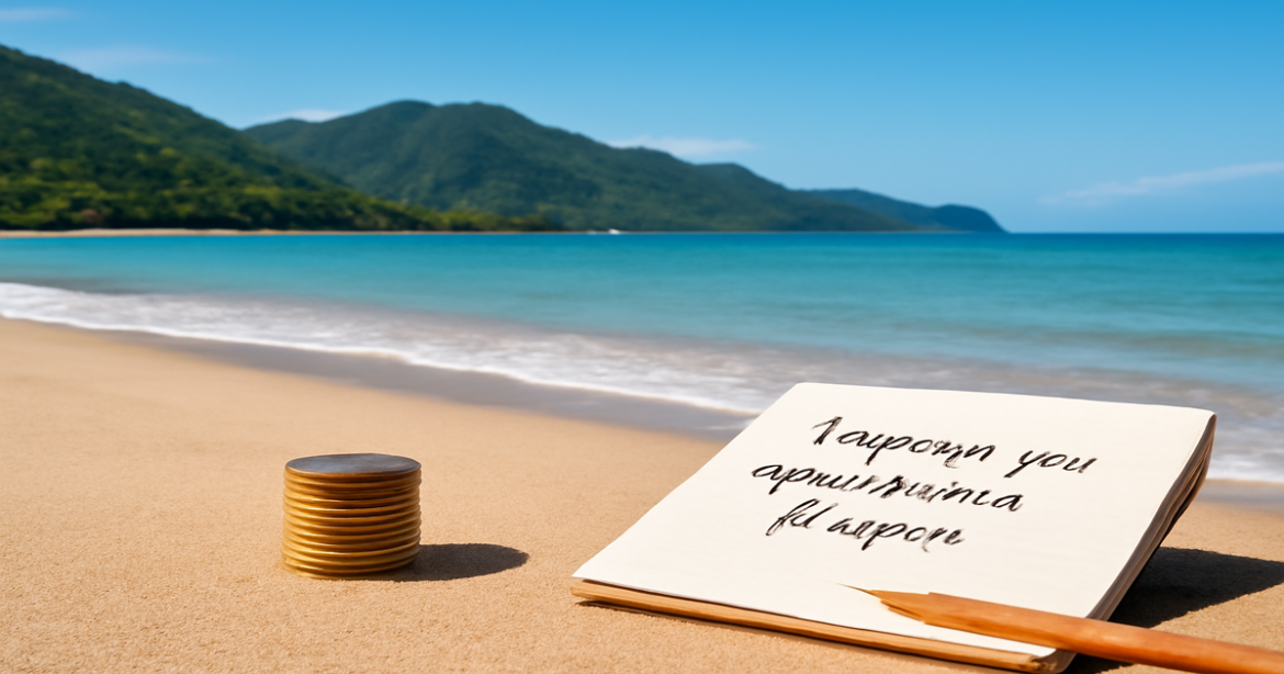 A tranquil beach scene symbolizing financial peace, highlighting tips to improve your кредитная история.