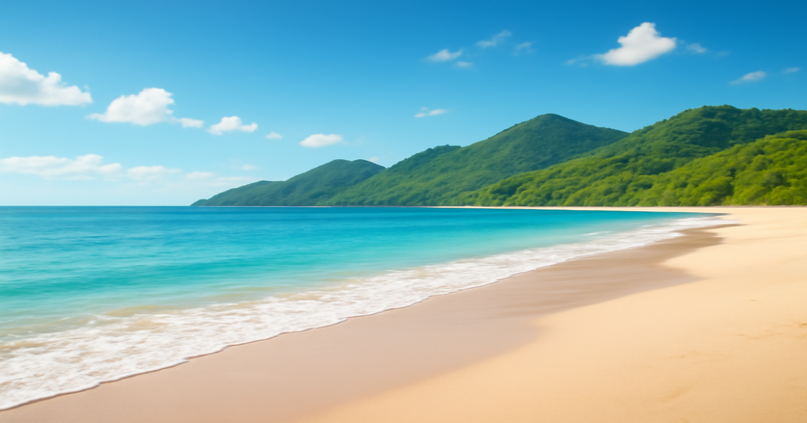 A tranquil beach scene representing the journey of choosing личные кредиты for personal needs.