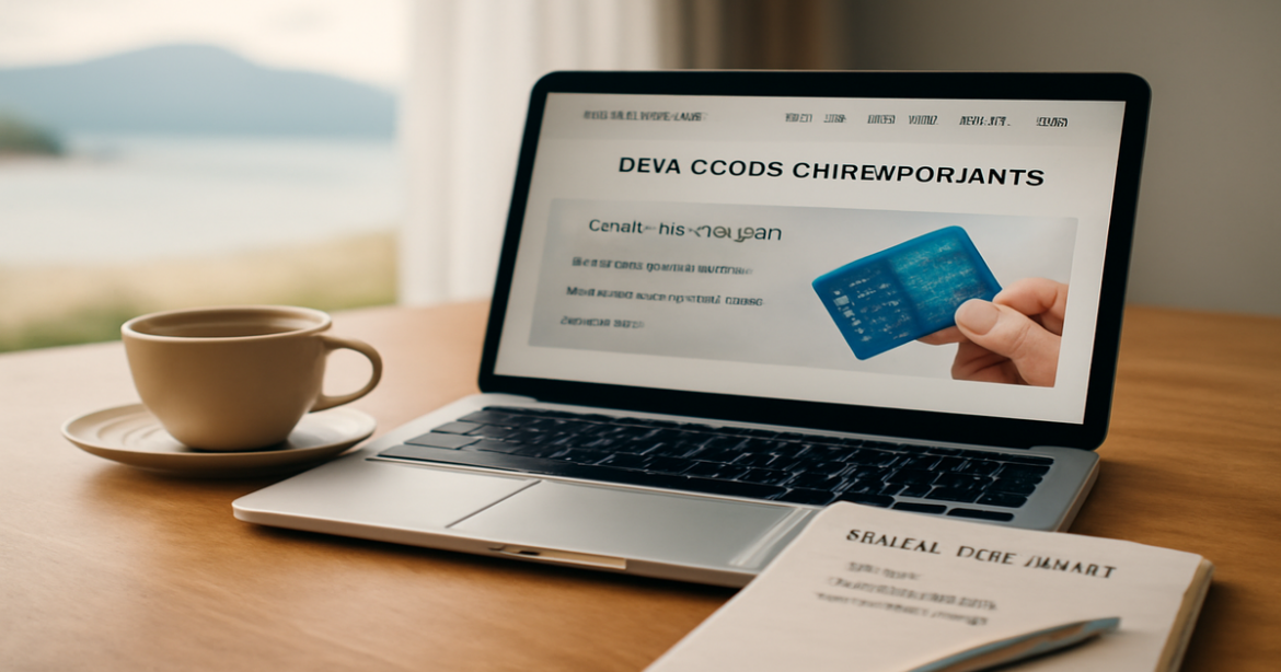 A serene desk scene illustrating financial planning for кредитные карты with a beach view.