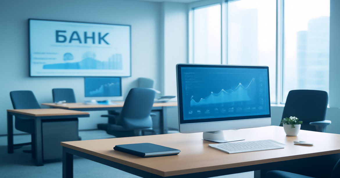 Professional banking office scene illustrating выбор банковского продукта for personal needs.