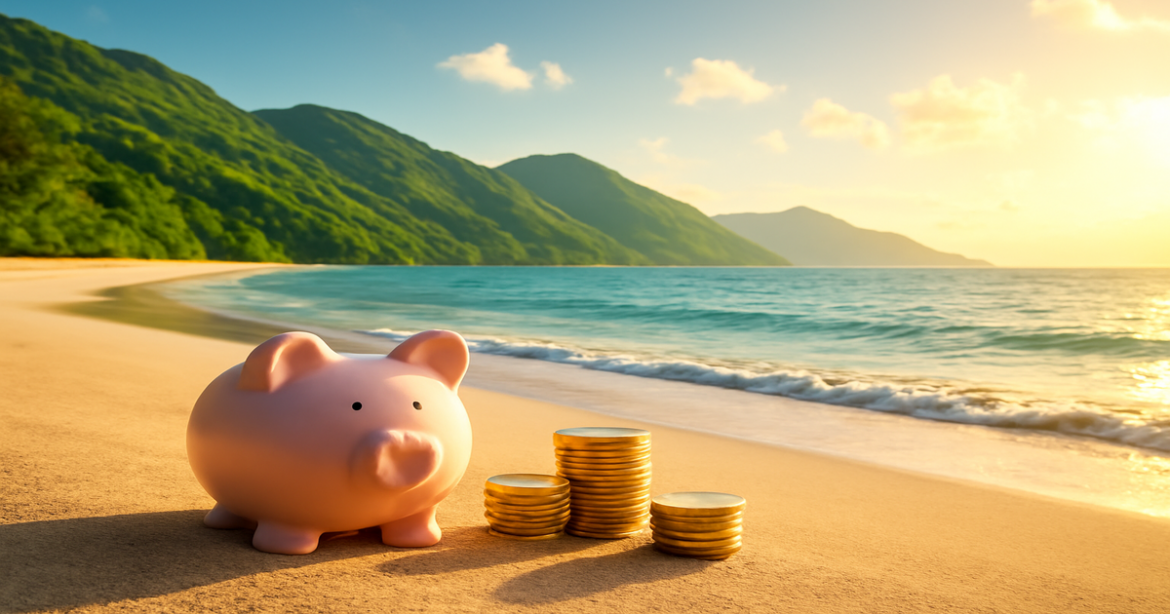 A peaceful beach scene symbolizing a депозитный счет for saving and growing your finances.