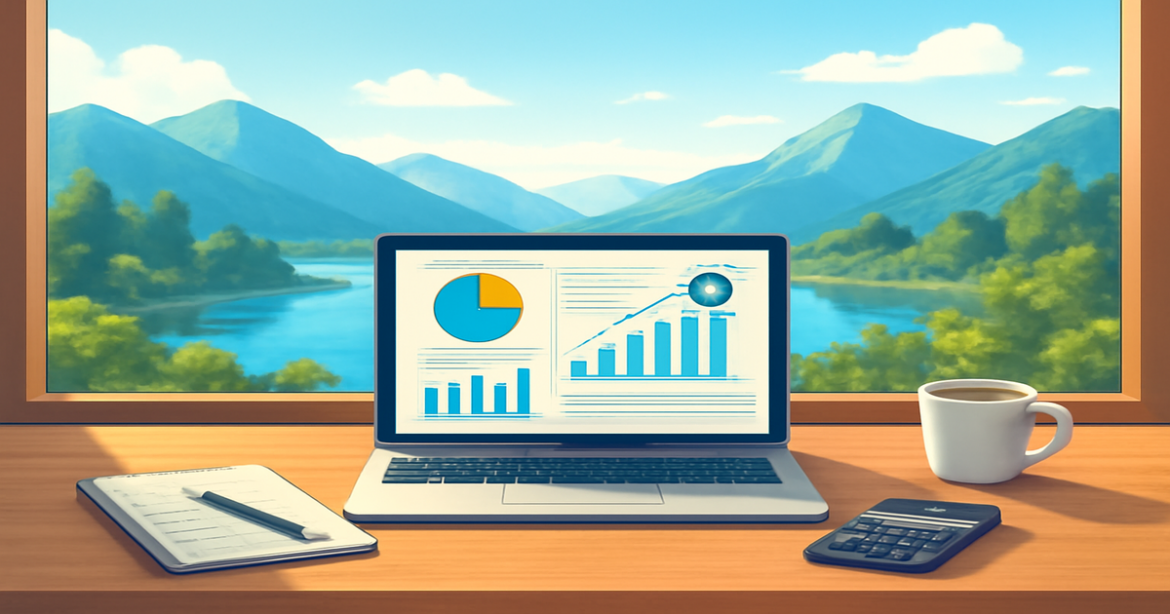 A tranquil financial planning scene emphasizing выбор кредита for personal needs.