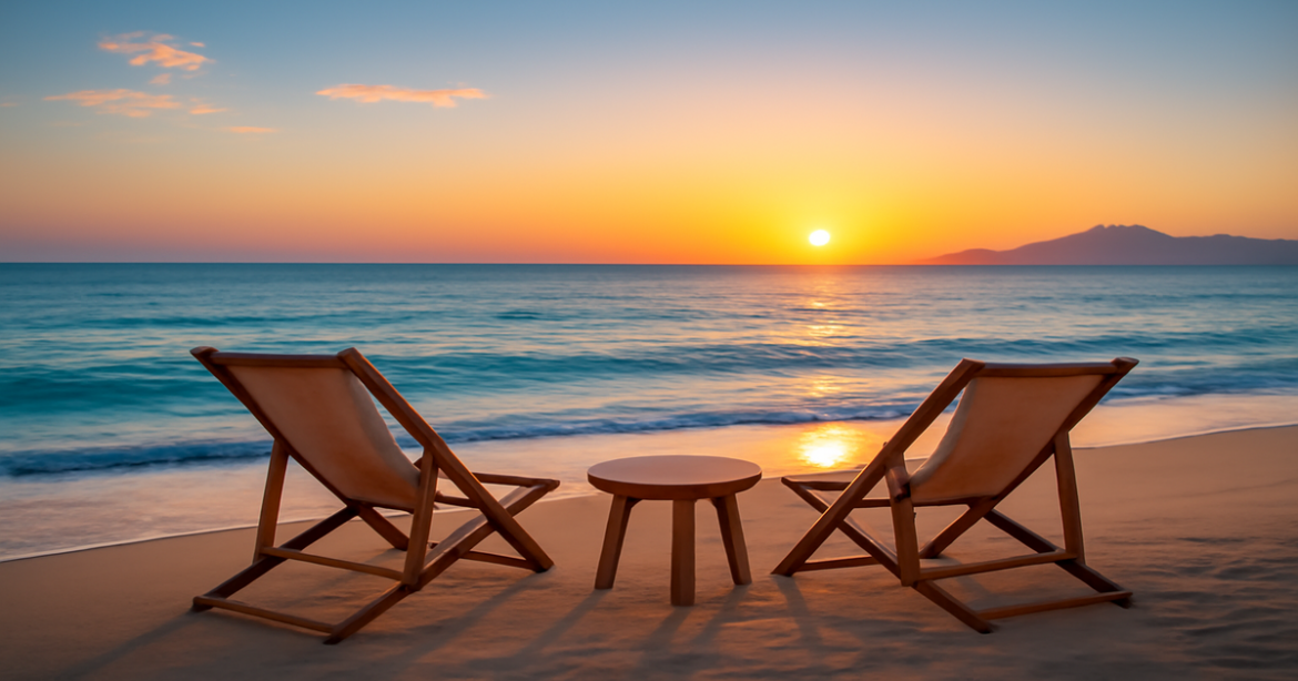 A tranquil beach scene illustrating the importance of choosing a кредит на личные нужды responsibly.