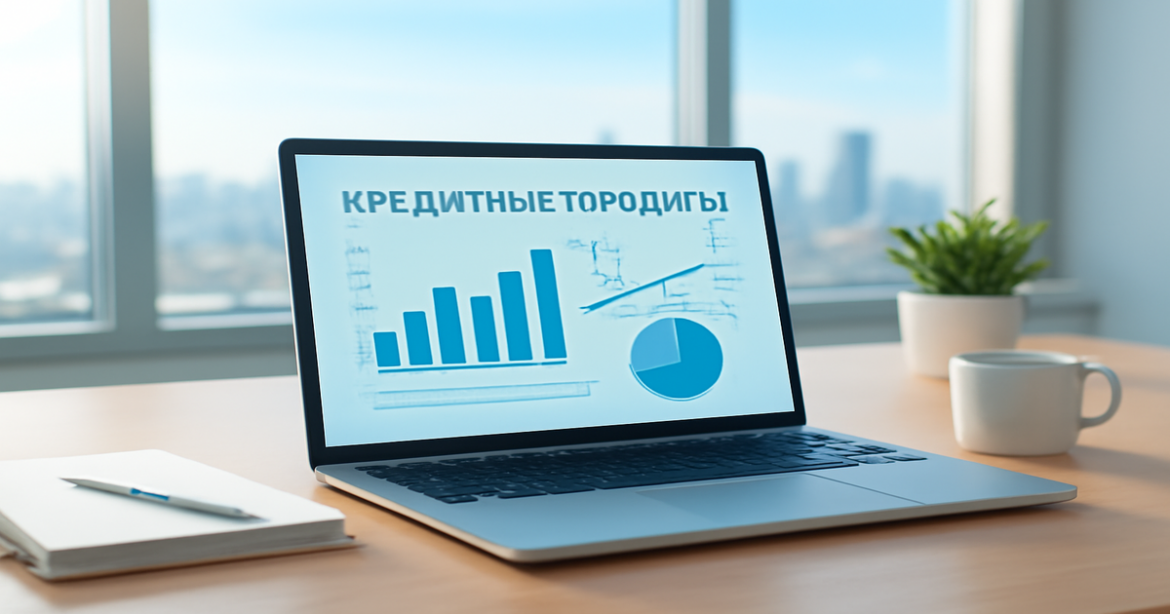 Office scene with financial graphs illustrating выбор кредитные продукты in 2023.