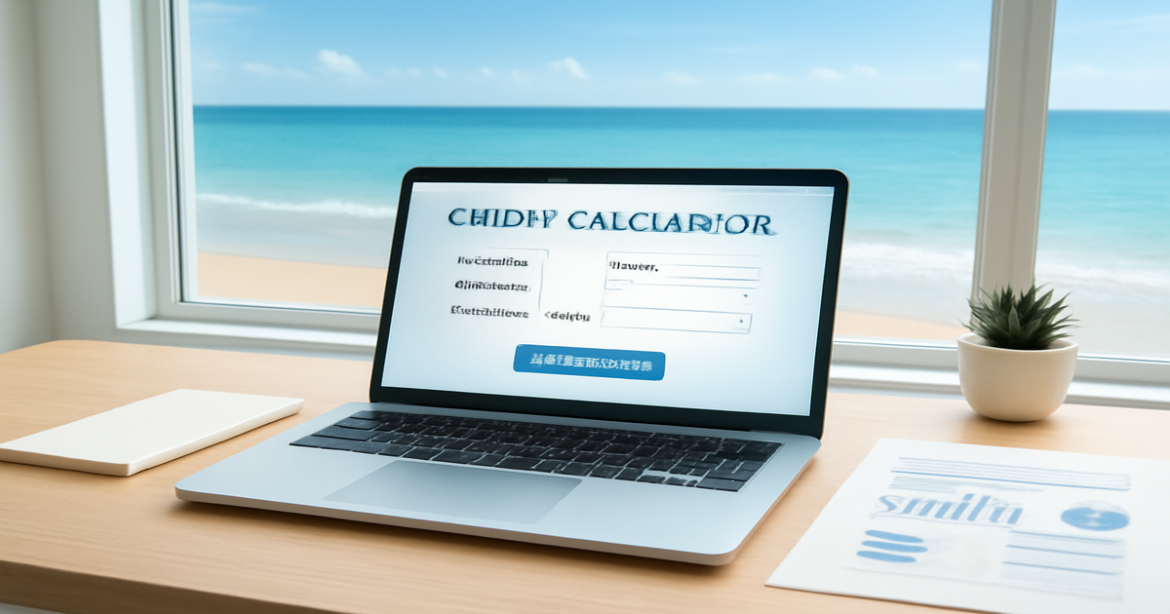 Professional workspace with a credit calculator, ideal for personal finance management.