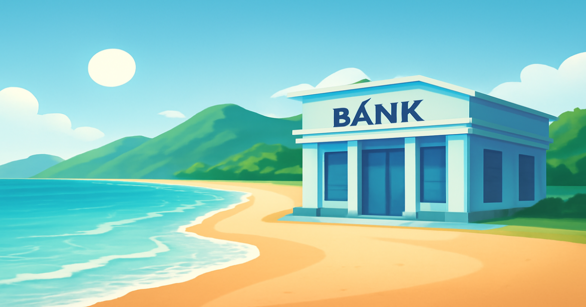 A calming beach scene representing банковская страховка for asset protection in finance.