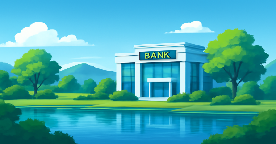 A professional image depicting a serene bank environment ideal for selecting a накопительный счет.