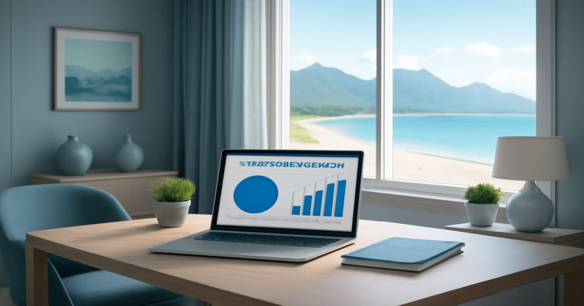 Explore the best кредитный продукт options in a serene financial setting with a view of nature.