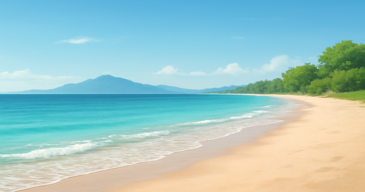 A tranquil beach scene representing the peace of mind in choosing a персональный кредит.