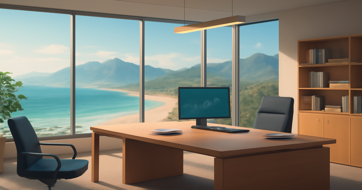 A professional office view illustrating the concept of кредитный продукт selection with serene nature backgrounds.