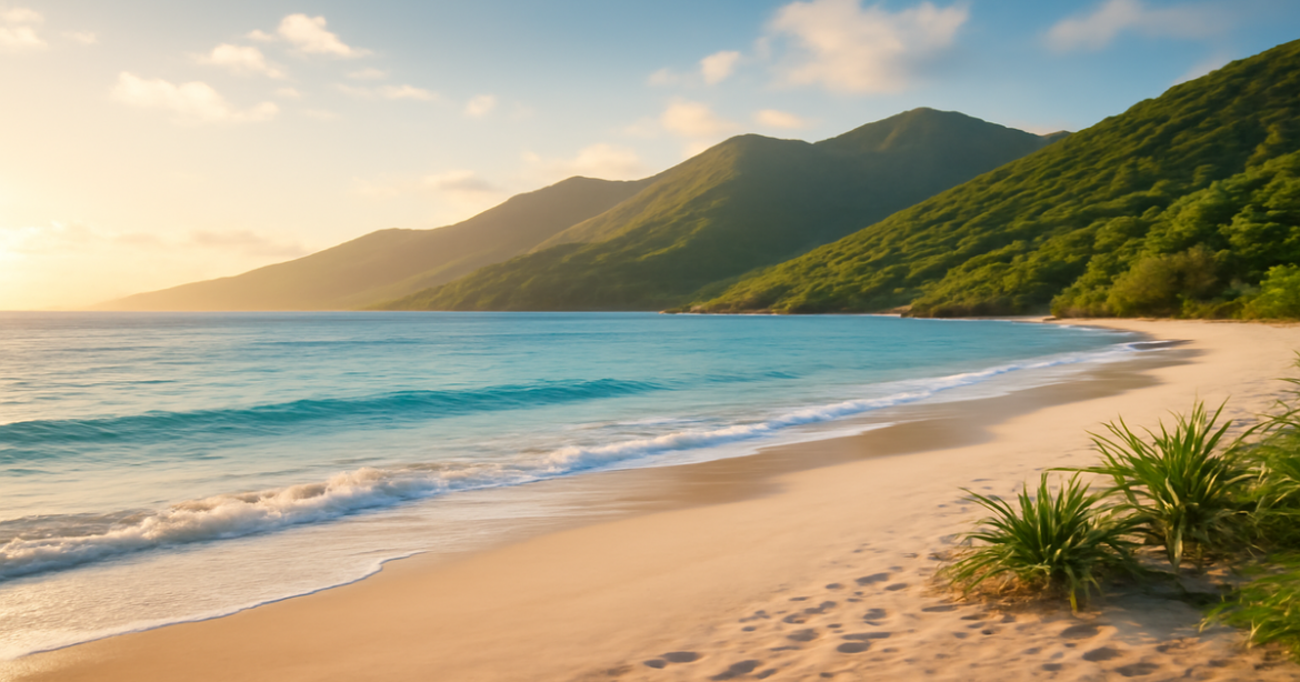 A tranquil beach scene illustrating the выбор вклада for successful financial management.